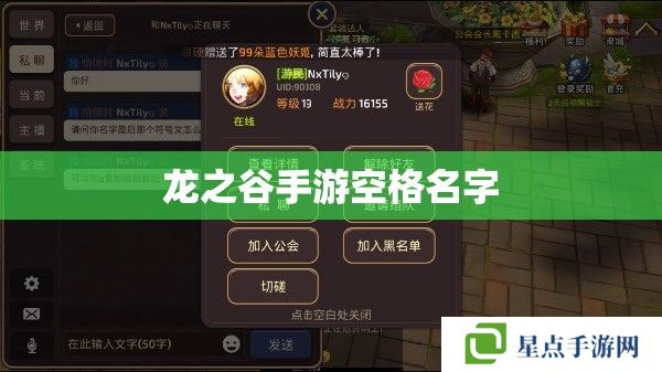 龍之谷手游空格名字